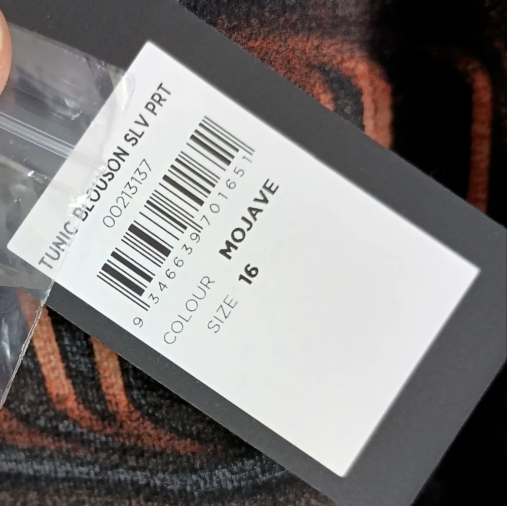 NWT Arna York Black Abstract Print Blouson Sleeve Tunic Top - Picture 9 of 11